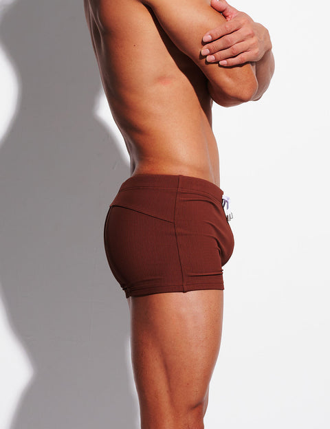 Ribbed Swim Trunks with Removable Enhancing Cup S4633