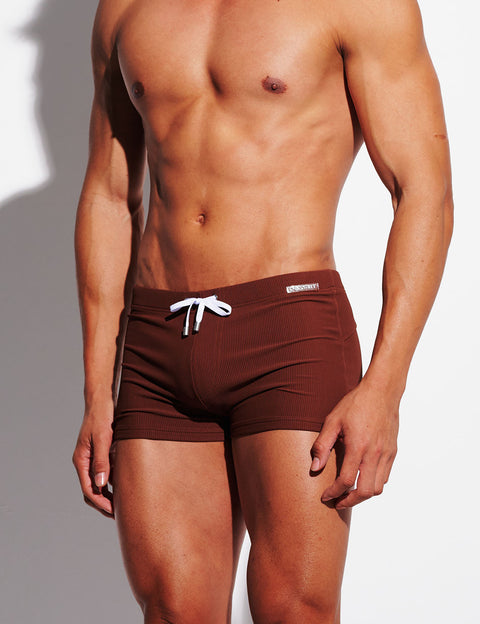 Ribbed Swim Trunks with Removable Enhancing Cup S4633