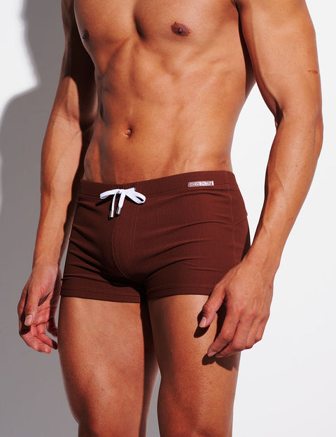 Ribbed Swim Trunks with Removable Enhancing Cup S4633