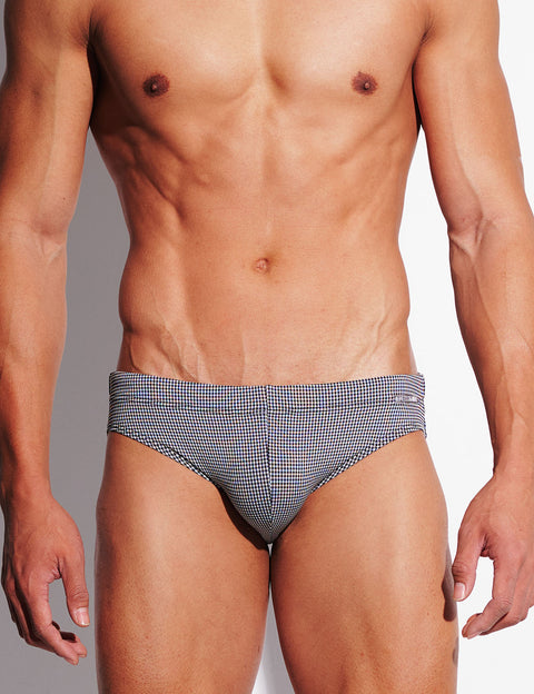 Micro-Check Swim Briefs – Removable Cup & Sculpt Low Rise Fit S3628