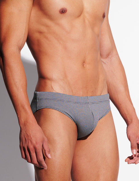 Micro-Check Swim Briefs – Removable Cup & Sculpt Low Rise Fit S3628
