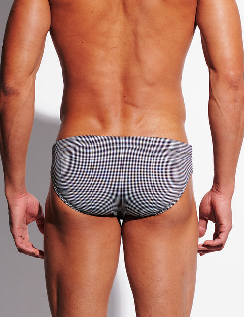 Micro-Check Swim Briefs – Removable Cup & Sculpt Low Rise Fit S3628