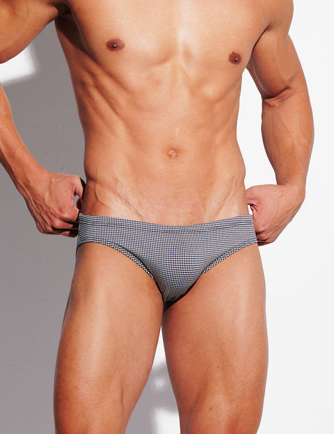 Micro-Check Swim Briefs – Low Rise Sexy Sculpt Fit S3629