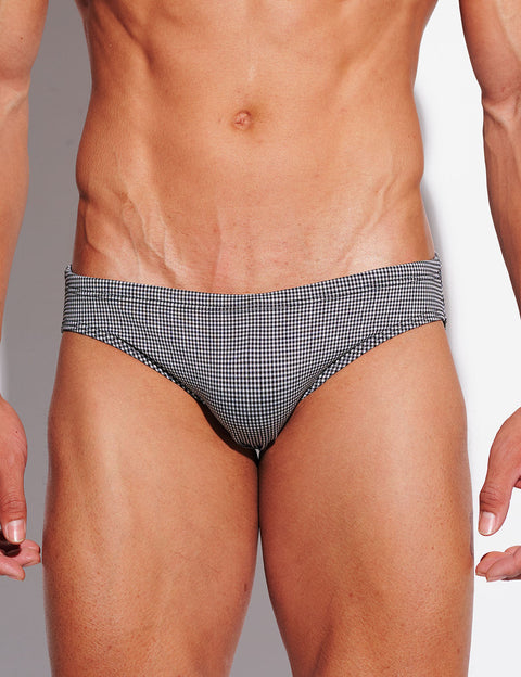 Micro-Check Swim Briefs – Low Rise Sexy Sculpt Fit S3629