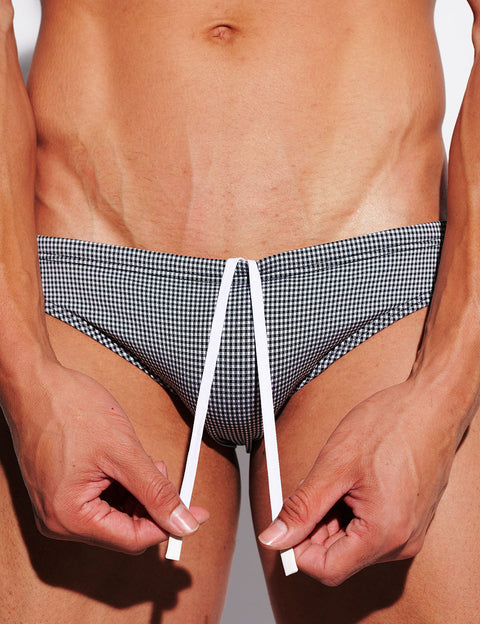 Micro-Check Swim Briefs – Low Rise Sexy Sculpt Fit S3629