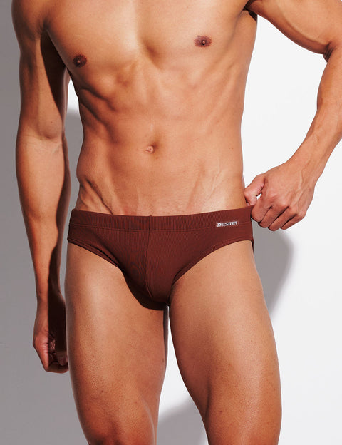 Ribbed Low-Rise Swim Briefs with Removable Enhancing Cup S3634