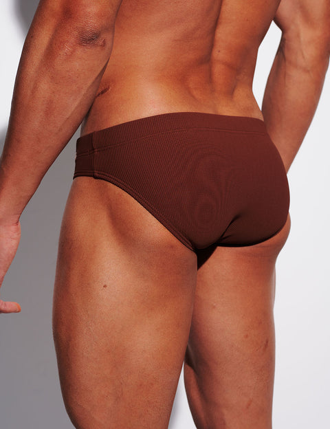 Ribbed Low-Rise Swim Briefs with Removable Enhancing Cup S3634