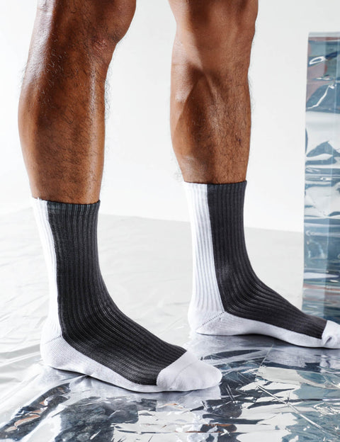 Grey Block Sport Crew Socks SINGLE-PACK