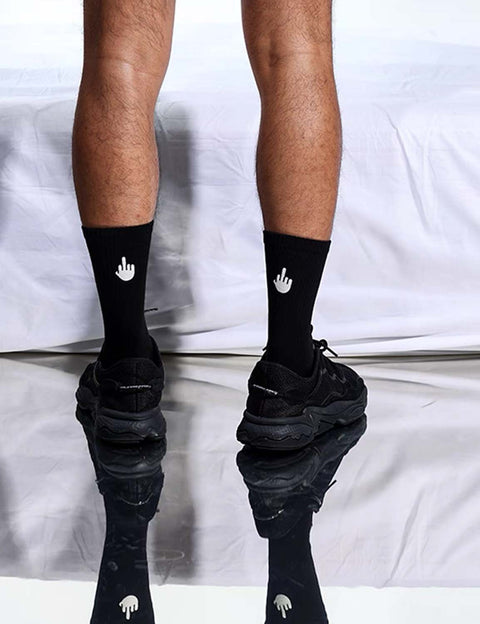 Reflective Middle Finger Thin Crew Socks