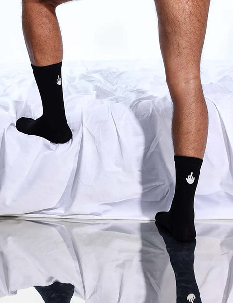 Reflective Middle Finger Thin Crew Socks