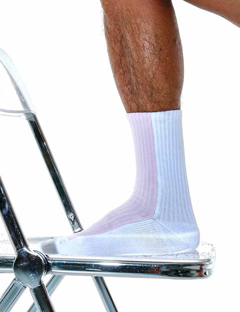 Pink Block Sport Crew Socks