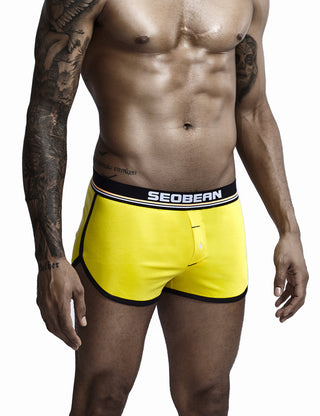 SEOBEAN Men's Low Rise Trunk Boxer Brief Shorts Lounge Underwear