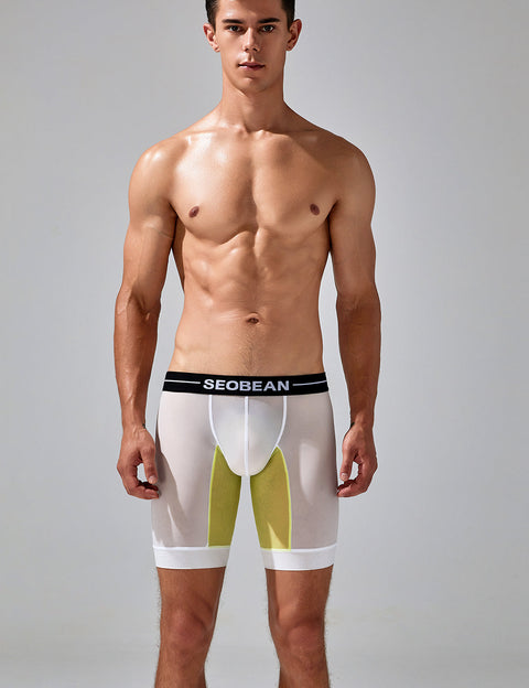 Nylon Elastic Long Boxer Briefs 240201