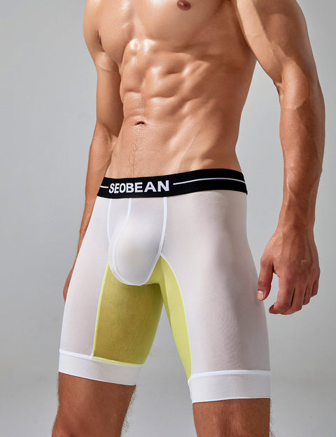 Nylon Elastic Long Boxer Briefs 240201