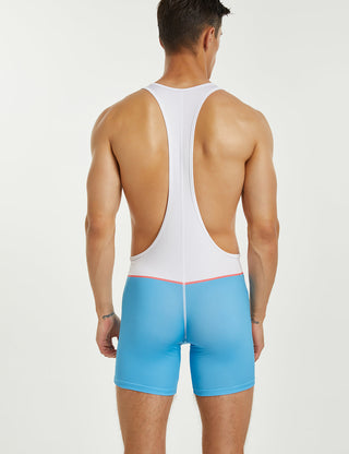 Mens X Large Tauwell Blue Lycra Spandex Cycle Wrestling Singlet